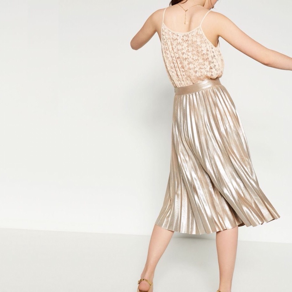 zara finely pleated metallic midi skirt - Picture 2 of 8